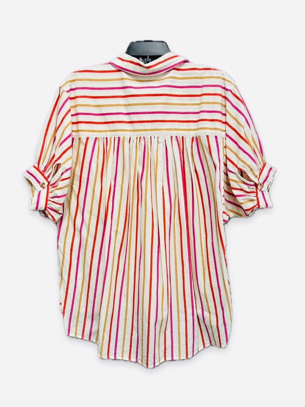 EUC ANTHROPOLOGIE PIlcro Brand Orange|Tan Painter Stripped Poplin Shirt - Picture 11 of 12